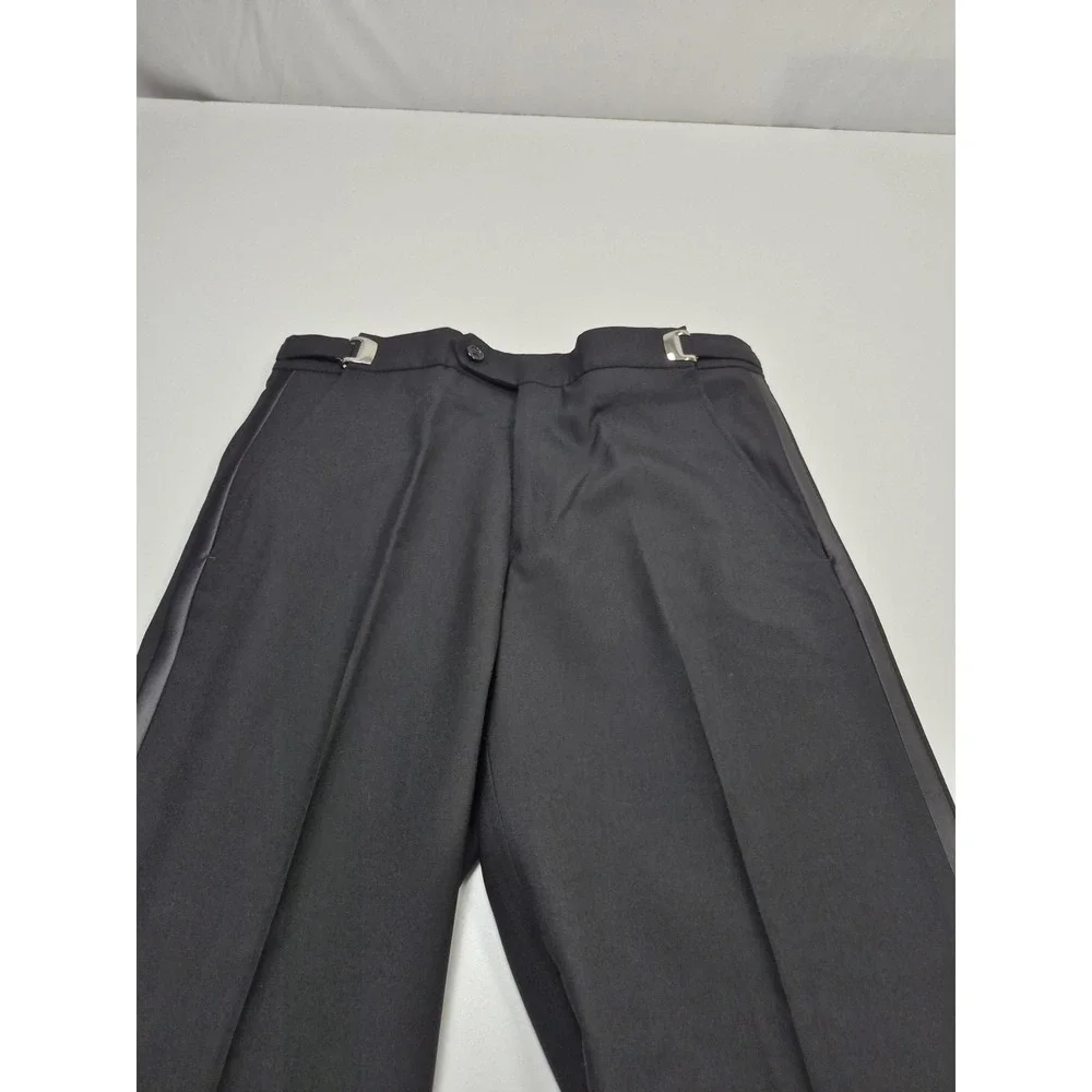 Neil Allyn Suit Pants Mens 31x34 Black Wool Tuxedo Satin Stripe Unhemmed NWT